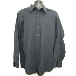 John Ashford Shirt Mens XL Black Long Sleeve Fitted Wrinkle Resistant